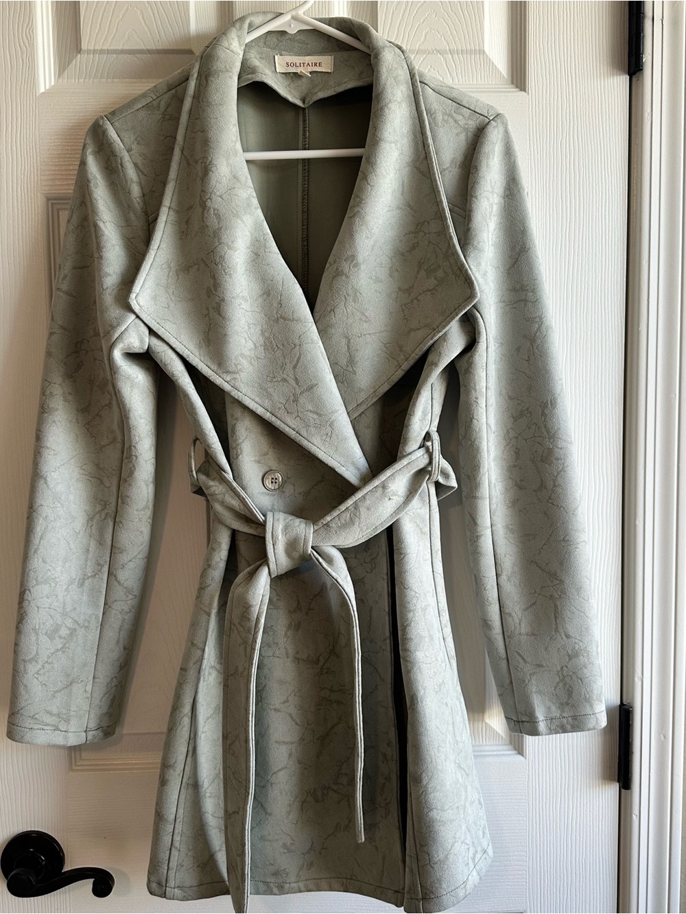 Solitaire Light Sage Green Belted Trench Coat